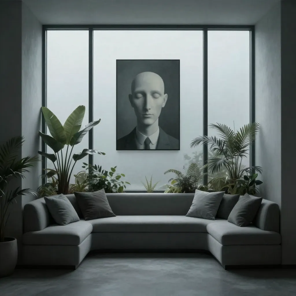 Modern room with integrated plant life